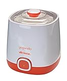 Ariete 621 Yogurtera, Capacidad 1 litro, 20 W, 12 Horas preparación, Tapa Doble, diseño Compacto Apto lavavajillas, Plástico, Blanco/Naranja