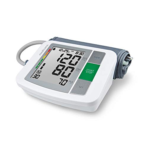 Medisana BU 510 Tensiómetro de brazo, medición precisa de la presión arterial y el pulso con función de memoria, escala de semáforo, indicación de latidos...