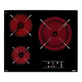 Teka TB PRO 6315 - Vitrocerámica 3 Fuegos 60 cm, Tecnología Touch Control, con Cronómetro, Vitrocerámica Teka Color Negro