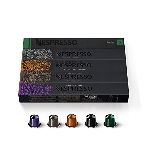 Nespresso - Original coffee capsules, 50 capsules - 10 x Roma, 10 x Ristretto, 10 Arpeggio, 10 Capriccio, 10 Livanto