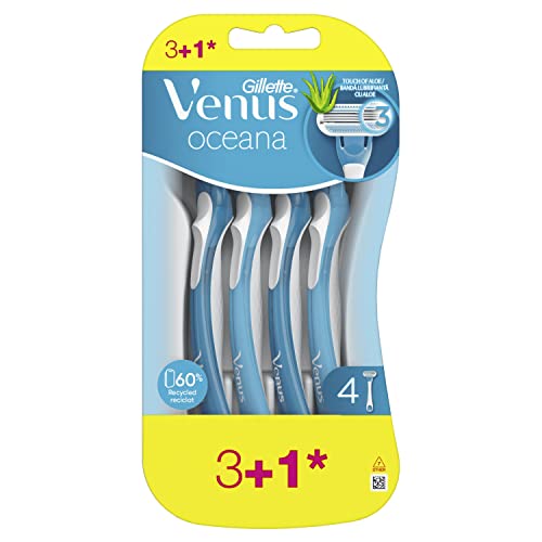 Venus Gillette Oceana Maquinilla de Afeitar Desechables Mujer, Paquete de 4 Cuchillas de Afeitar