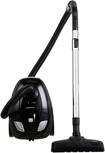 Amazon Basics – Potente aspirador con bolsa, para suelos duros y alfombras, filtro HEPA, compacto y ligero, 700 W, 1,5 l (UE), Negro