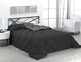 SABANALIA - Edredón nórdico de 400 g Reversible (Bicolor), para Cama de 135/150 cm, Color Gris y Negro